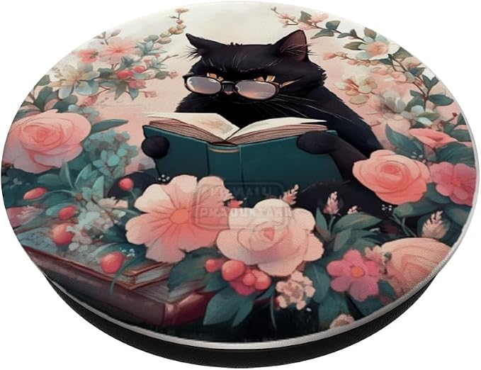 Book Lover Cat Owner Bookworm Reading Literature Librarian PopSockets Adhesive PopGrip