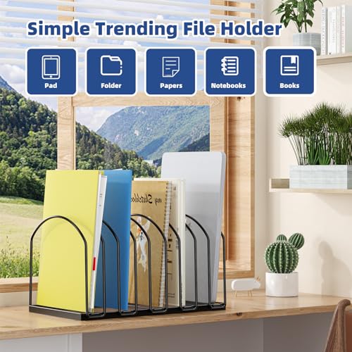 Simple Trending 9 Section Metal File Sorter Organizer for Desk Home Office, Black - style: 7 Section Black