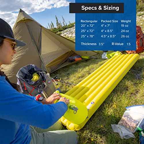 Big Agnes Divide - Lightweight, Compact, Air Chamber Sleeping Pad, Regular, Warm Olive
