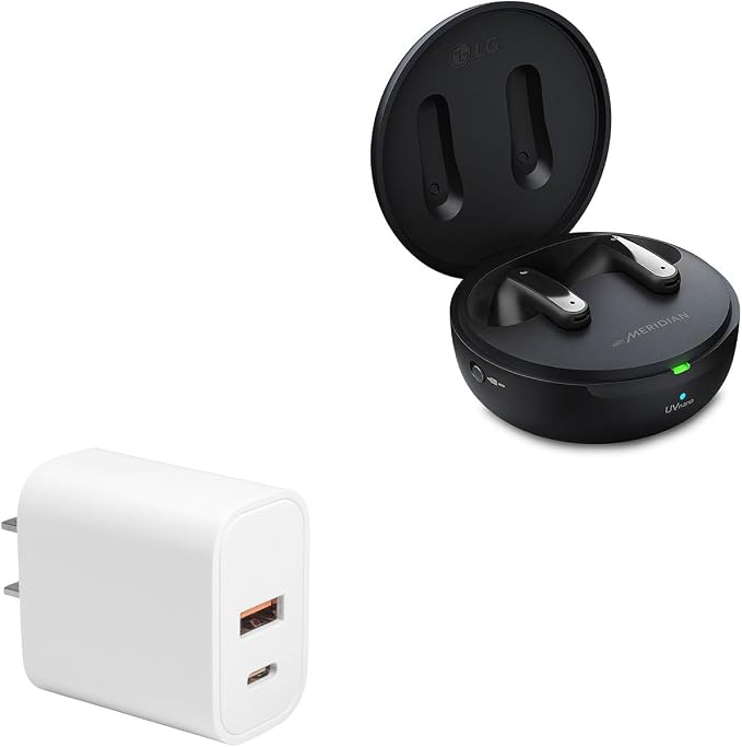 BoxWave Charger Compatible with LG Tone Free FP7C - PD miniCube (20W) 20W PD USB Type-C Wall Charger - Winter White