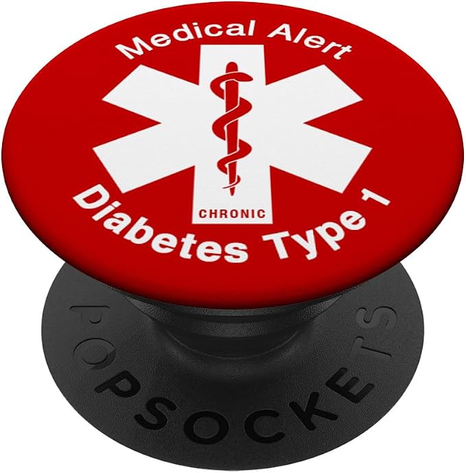 Type 1 Diabetes Medical Alert (RED) PopSockets Adhesive PopGrip