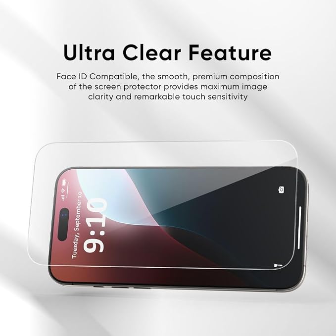 FLOLAB NanoArmour ONETIME for iPhone 16 Screen Protector Case Friendly Tempered Glass Ultra Clear Edge Reinforced Easy Install Dust-Free Scratch Resistant - 2 Pack