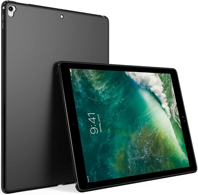 Puxicu Case for iPad Pro 12.9 Inch (2nd &amp 1st Gen) Slim Matte Rubber Soft TPU Protective Cover Black