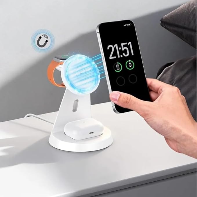Wireless Charger 3 in 1 for Magsafe iPhone 17 16 15 14 13 12 Apple Watch 11 10 9 8 7 AirPods 4/3 Pro2/1 Fast Charging Station (Black)