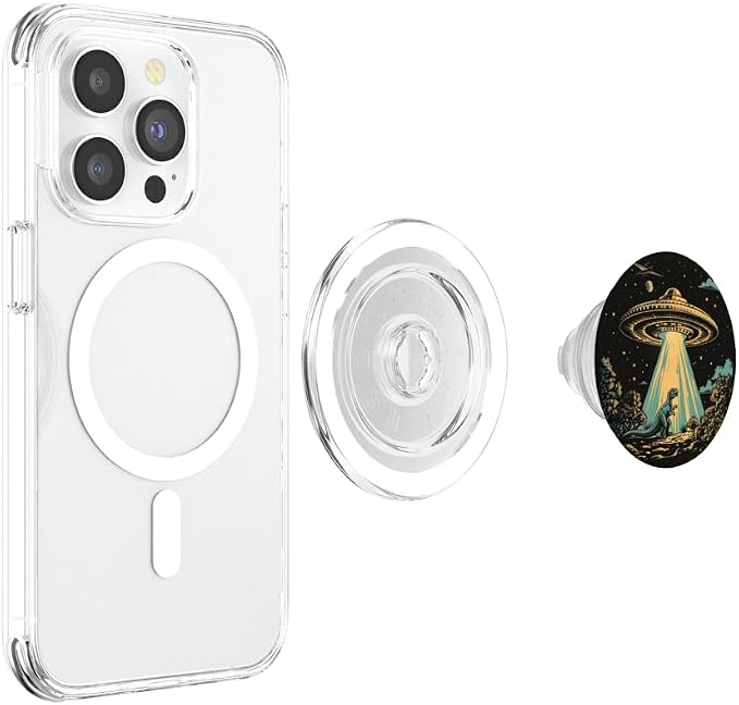 Alien Lover Flying Saucer UFO Abduction Dinosaur PopSockets Adhesive PopGrip