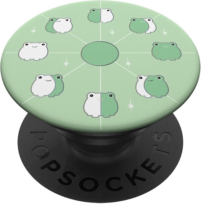Frog Moon Phases in Aesthetic Light Green PopSockets Adhesive PopGrip