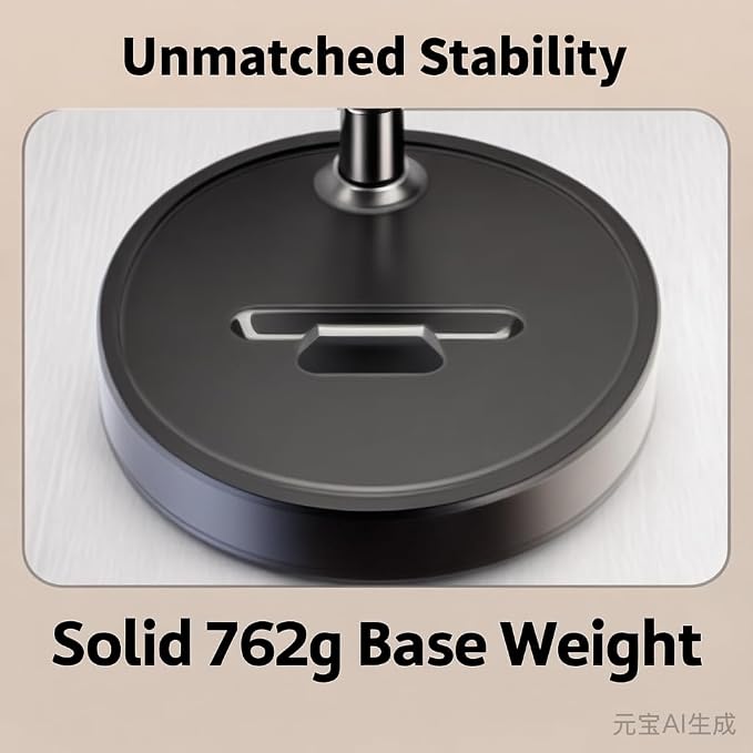Dual Phone Stand for Desk 2-in-1 Holder with 762g Weighted Base 360° Adjustable Arm for Live Streaming &amp Learning