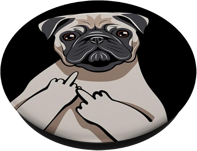 Middle Finger Pug Socket Grip Gift PopSockets PopGrip: Swappable Grip for Phones &amp Tablets PopSockets Adhesive PopGrip
