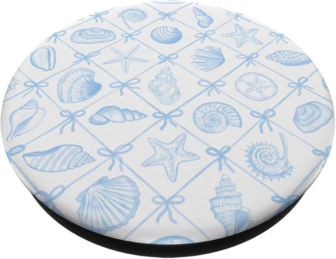Preppy Coastal Seashells Starfish &amp Bows in Light Blue PopSockets PopGrip for MagSafe