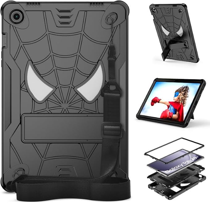 DETUOSI Case for Samsung Galaxy Tab A11+ Plus 11 2025/ A9+ Plus 2023 with Shoulder Strap 3-Layers Hybrid Heavy Duty Full-Body Shockproof4-Angles Viewing Protective Cover