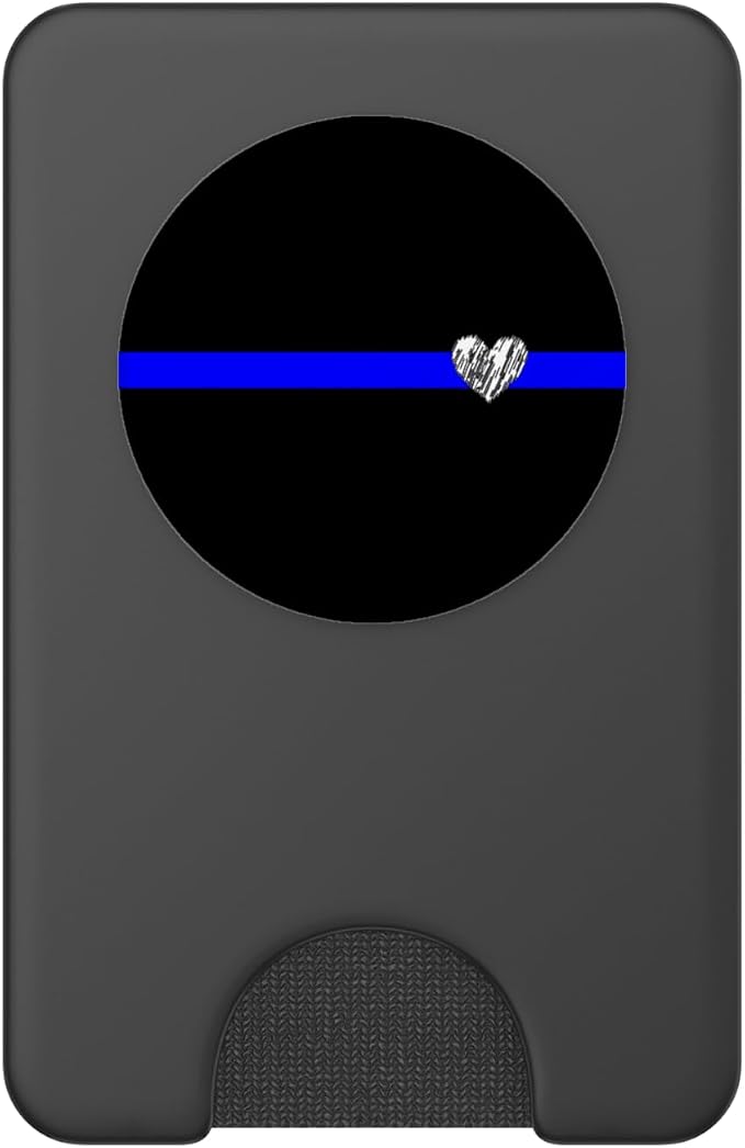 Fallen officer remembrance thin blue line design with Heart PopSockets Adhesive PopGrip