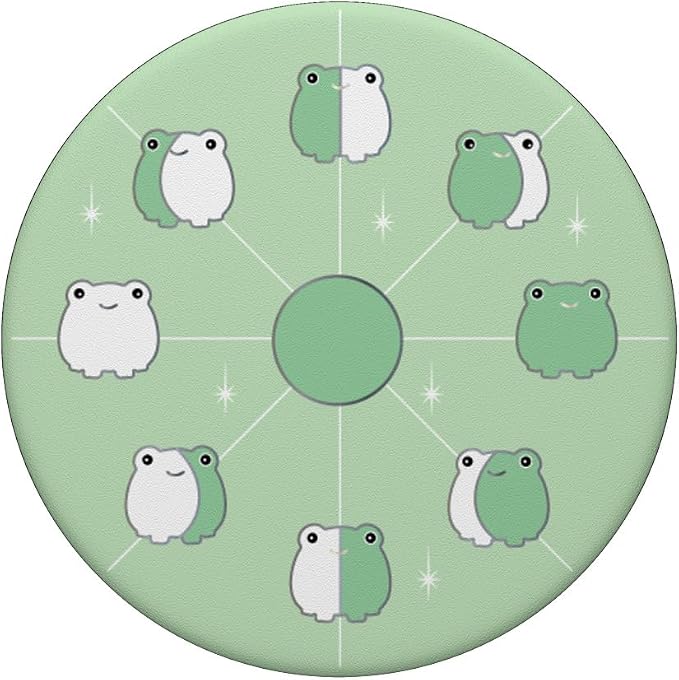 Frog Moon Phases in Aesthetic Light Green PopSockets Adhesive PopGrip