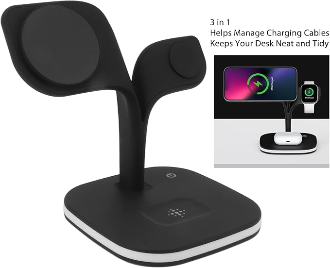 Socobeta 5 in 1 Wireless Charging Station Wireless Charger Stand Magnetic Fast Charger with Dimmable LED Light for