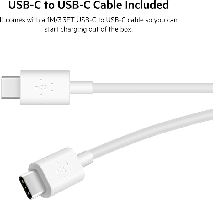 Belkin 37W USB C and USB A Charger Block USB C to Lightning Cable | 25W USB C Port 12W USB A Port PPS Super Fast Charging iPhone iPad AirPods and More