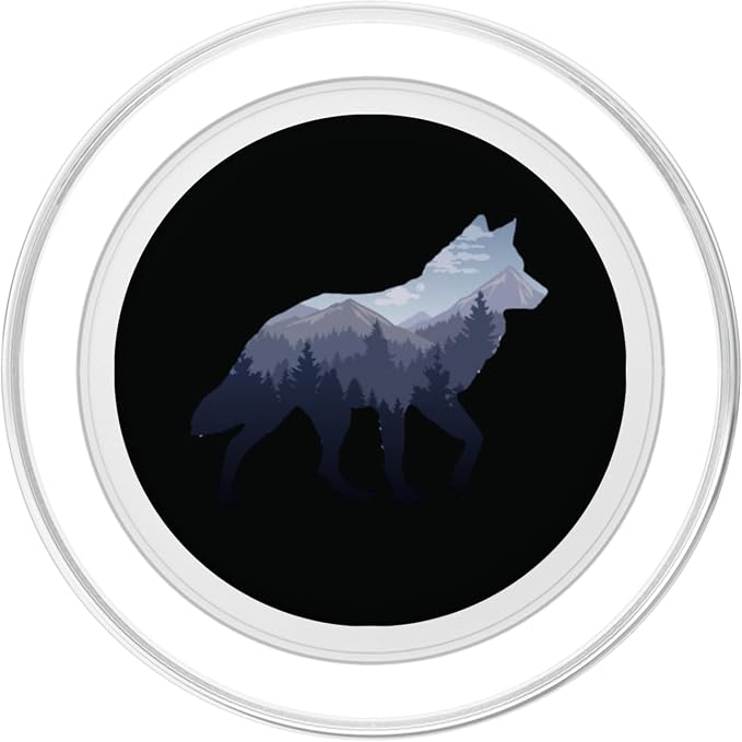 Lone Wolf Survives The Mountain Silhouette Art PopSockets Adhesive PopGrip