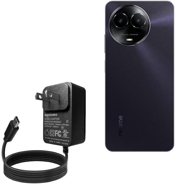 BoxWave Charger Compatible with Realme V50s - Wall Charger Direct (15W) Rapid Charge Your Device with Built-in 3ft Cable