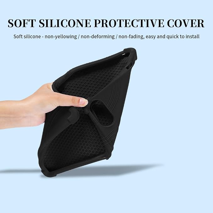 for SHARECLOUD P10_T Tablet CaseShockproof Lightweight Protective Silicone Adjustable Stand Cover for FIRYMID 1060C/Frameflow P10-A/Kairisy-P10A 10 inch Tablet (Black)