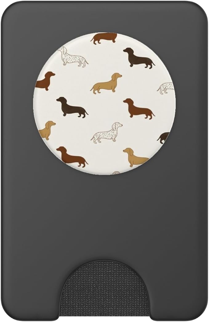 Beige Dachshund Dog Pattern PopSockets Adhesive PopGrip