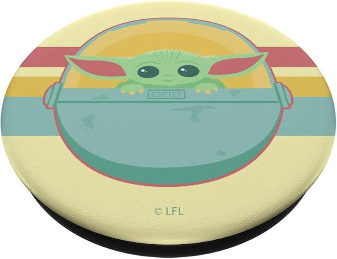 Star Wars The Mandalorian The Child Retro Rainbow Portrait PopSockets Adhesive PopGrip