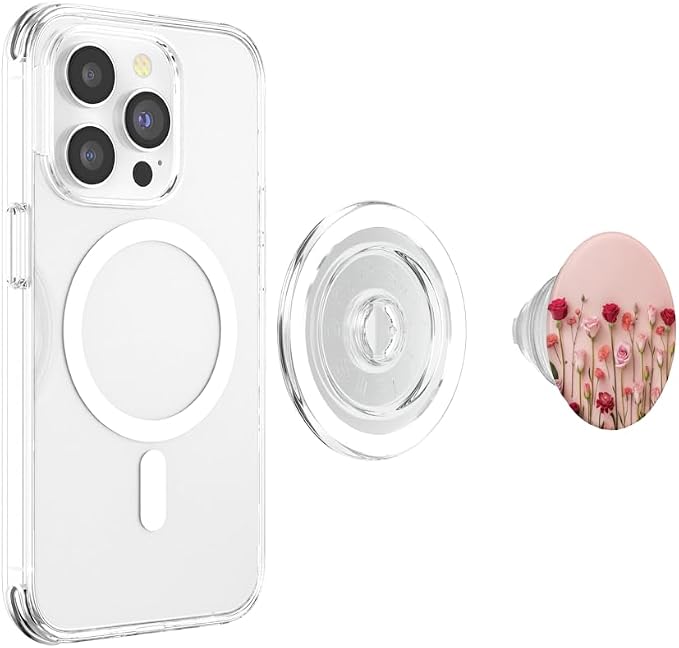 Pink Rose Floral Garden PopSockets PopGrip for MagSafe