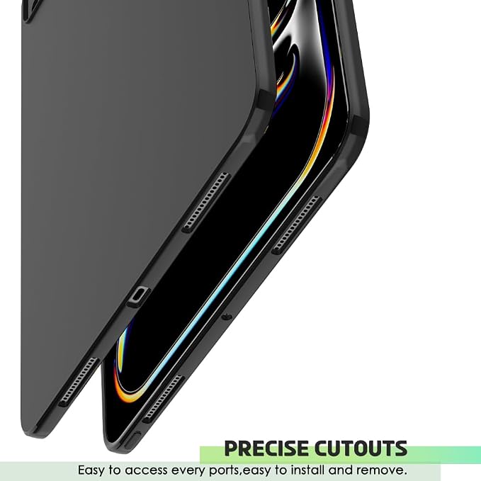 Puxicu Case for iPad Pro 12.9 Inch (2nd &amp 1st Gen) Slim Matte Rubber Soft TPU Protective Cover Black