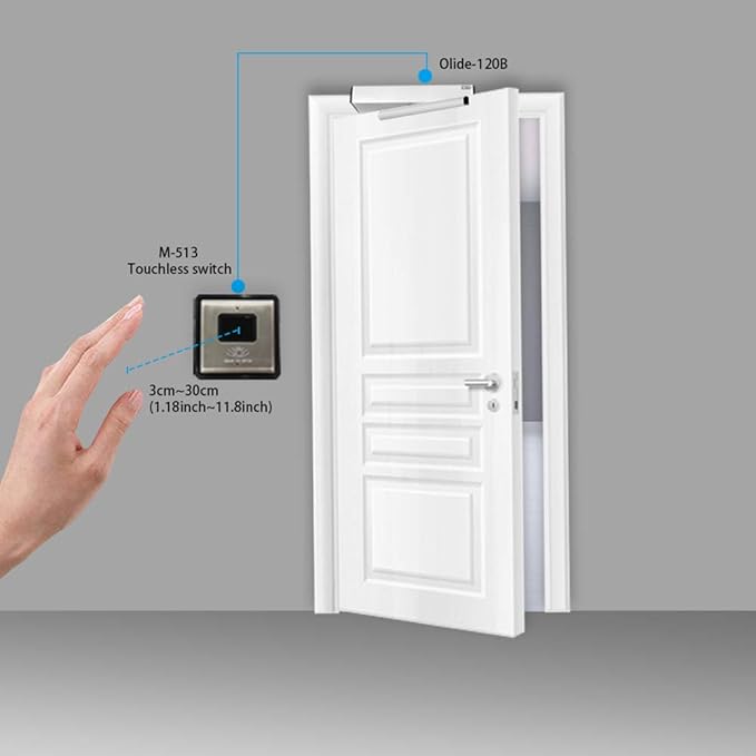Olideauto Olide-120B Touchless Automatic Door Opener Wave Sensor Switch to Activate Door with 2pcs Wired Wave Sensor Switches Olide-513