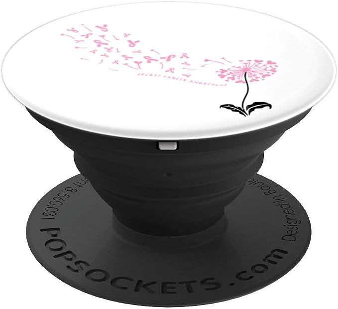 Dandelion Breast Cancer Awareness Pink RIbbon Support Gift PopSockets Adhesive PopGrip