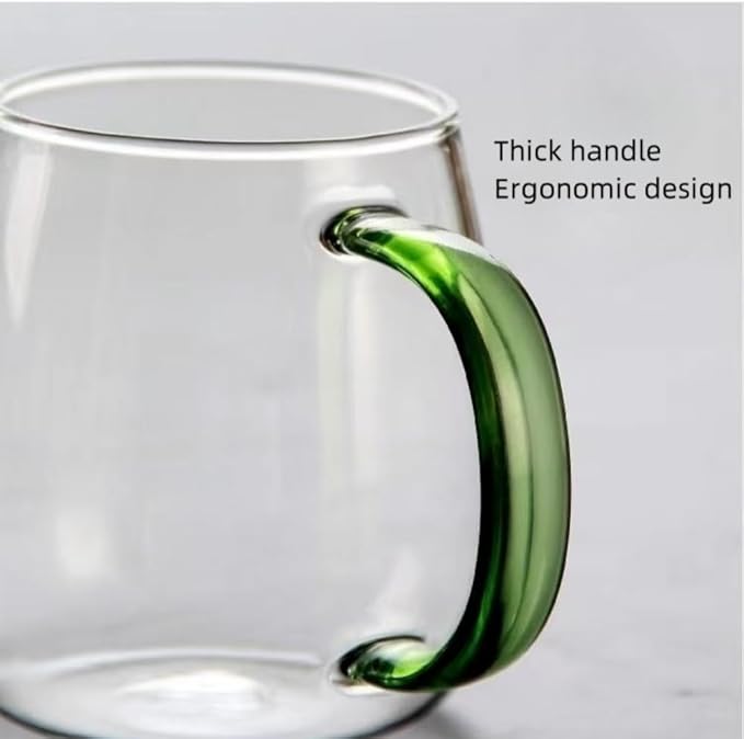 Clear Borosilicate Glass Coffee Mug with White Jade-Like Handle, 450ml/16oz – Durable Glass Mug for Coffee, Tea, Beer, and Hot Beverages, Ideal Gift