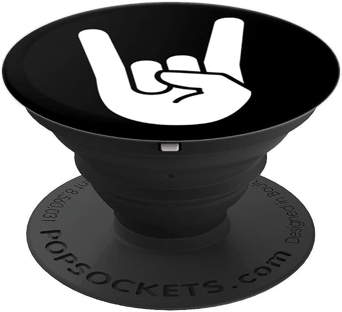 Rock n Roll Heavy Metal Hand Sign Silhouette PopSockets PopGrip: Swappable Grip for Phones &amp Tablets