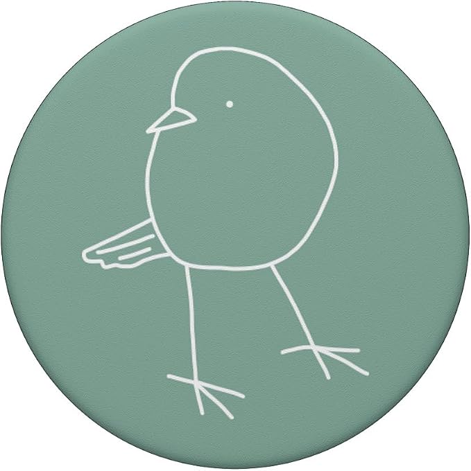 Cute Bird Line Art Nature Minimalist Modern Mint Sage Green PopSockets Adhesive PopGrip
