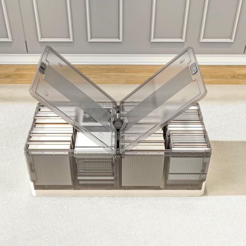 FLEXIMOUNTS 2-Pack Under Bed Storage with Wheels, 108 QT Large Collapsible & Stackable Containers, Foldable Organizer Bins for Blankets, Shoes, Books, Bedroom Closet - size: 2 pack - 27Gal