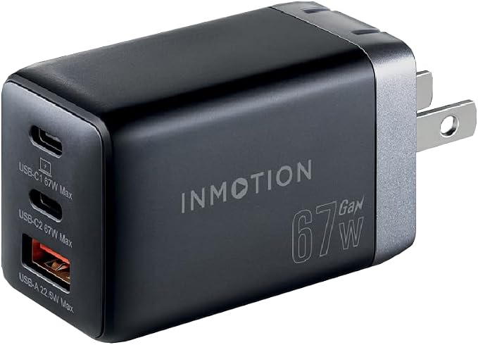 InMotion 67W USB-C US GaN Charger with 1M USB-C Cable and 3 Ports