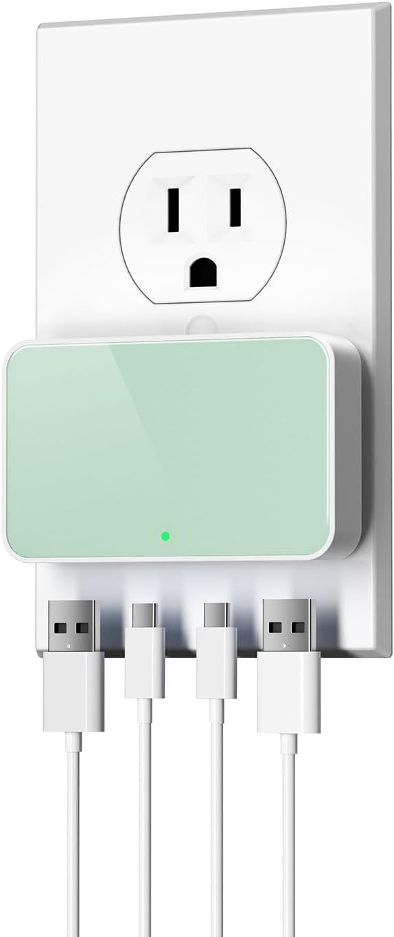USB C Wall Charger Super Thin Flat USB Wall Plug with 4 Ports Fast Charging USB Plug Adapter with PD20W for Home and Travel (Blue)