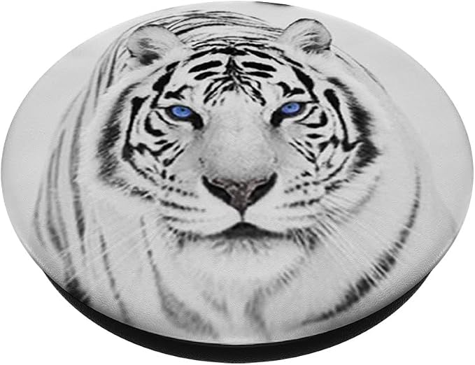White Tiger Blue Eyes Cute Big Wild Cat Animal Gift Idea PopSockets Adhesive PopGrip