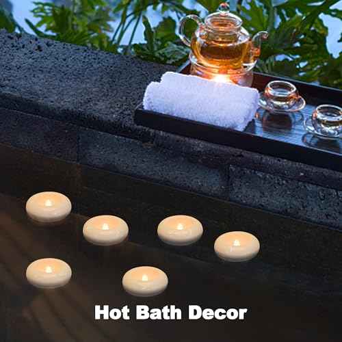 Aignis 48pcs Flameless LED Floating Candles, 120+ Hours Glow Time, 3 Inch Plastic Battery Operated Tealights, Cozy Warm White Light for Romantic Pool/Bathtub/Hot Bath/Wedding Centerpiece Decor