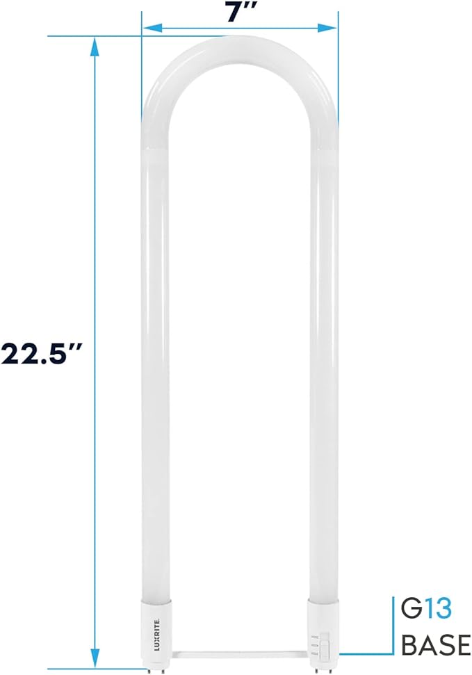 Luxrite U Bend LED Tube Light, T8 T12, 17.5W (32W Equivalent), 3 Colors 3500K | 4000K | 5000K, 2100 Lumens, Fluorescent Light Tube Replacement, Direct or Ballast Bypass, UL Certified, G13 Base, 6-Pack
