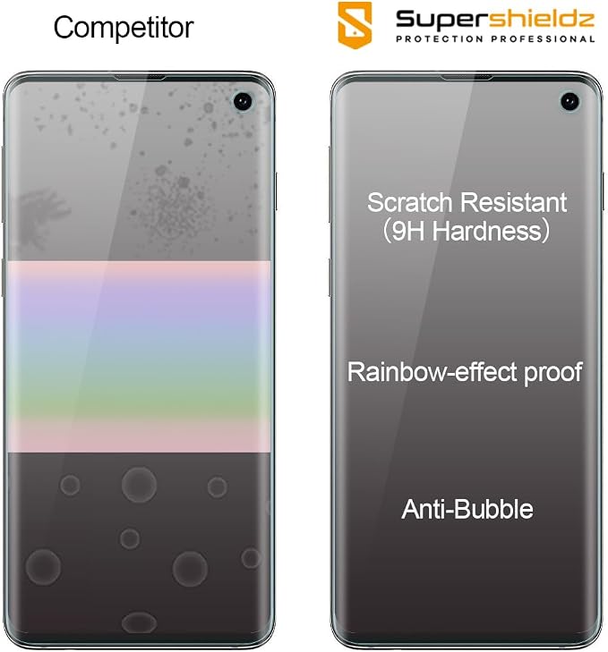 Supershieldz (2 Pack) Designed for Samsung Galaxy S10 Tempered Glass Screen Protector with (Easy Installation Tray) (Full Cover) (3D Curved Glass) Anti Scratch Bubble Free (Black)