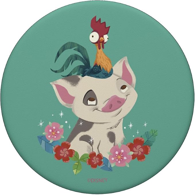 Disney Moana Pua and HEI HEI Floral Portrait PopSockets Adhesive PopGrip