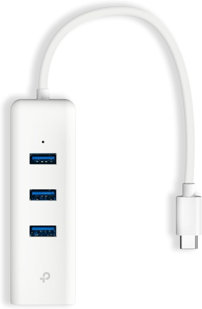 TP-Link UE330C USB-C 3.0 to Ethernet Adapter | Portable 3-Port USB-A 3.0 Hub w/ 1 Gigabit RJ45 Ethernet Port | Laptop Network Adapter | Plug & Play | Supports Win 7/8/8.1/10/11, Mac OS X (10.9-10.15)