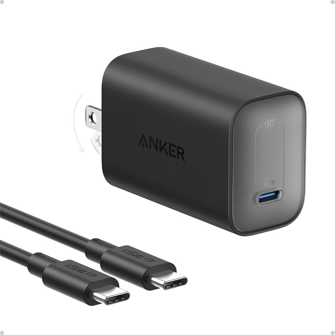 Anker Laptop Charger 100W Foldable Type C Charger Fast Charging | For MacBook iPhone 17 Series and All USB C Devices with 6FT USB-C Cable Included Compatible with MagSafe