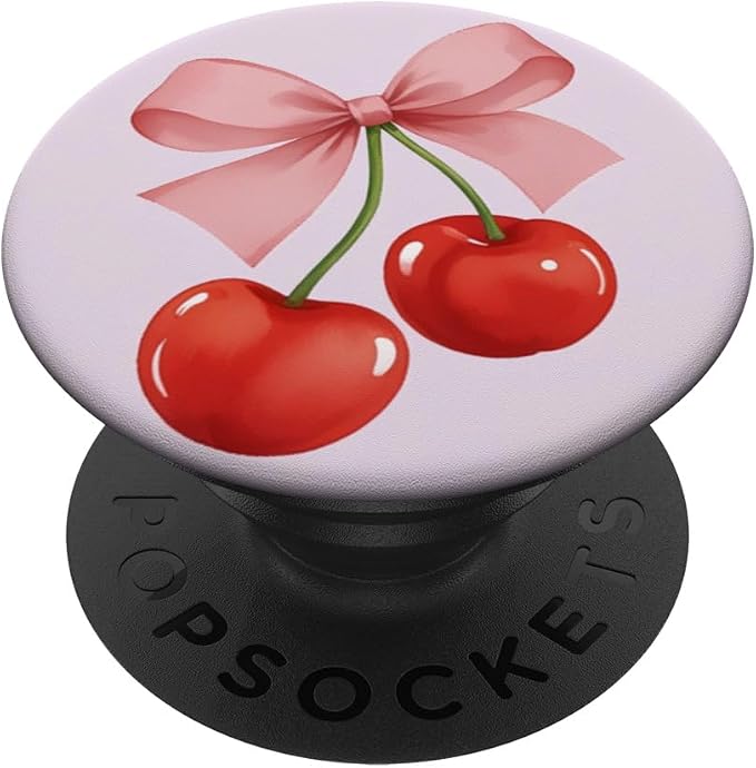 Coquette Cherry and Pink Bow PopSockets PopGrip for MagSafe