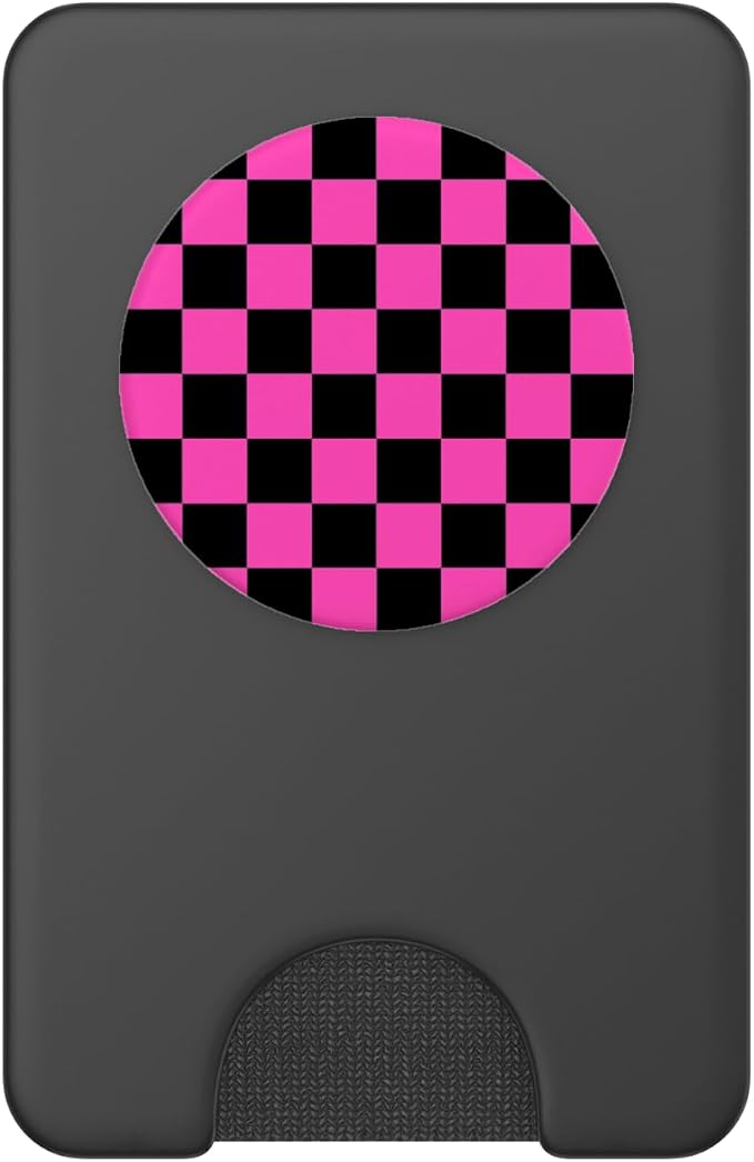 Classic Checkered Hot Pink-Black Checkerboard Pattern Cute PopSockets Adhesive PopGrip