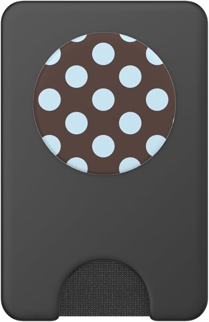 Light Blue Polka Dots On Brown PopSockets PopWallet for MagSafe