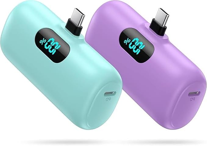 [2 Pack]Small Portable Charger for iPhone 17/16/15 Series5000mAh 3A PD USB C Power Bank Mini Travel Essentials Battery Pack for iPhone 17/17 Pro/16/16 Plus/16 Pro/15 Pro MaxSamsungAndroid/LG etc