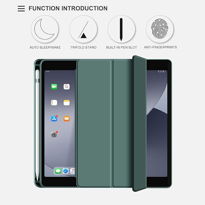 Aoub Case for iPad mini 5 2019 7.9 inch with Pencil Holder Black | for iPad mini 5th Generation 7.9 inch Auto Sleep/Wake Slim Lightweight Trifold Stand Smart Cover Soft TPU Back Case