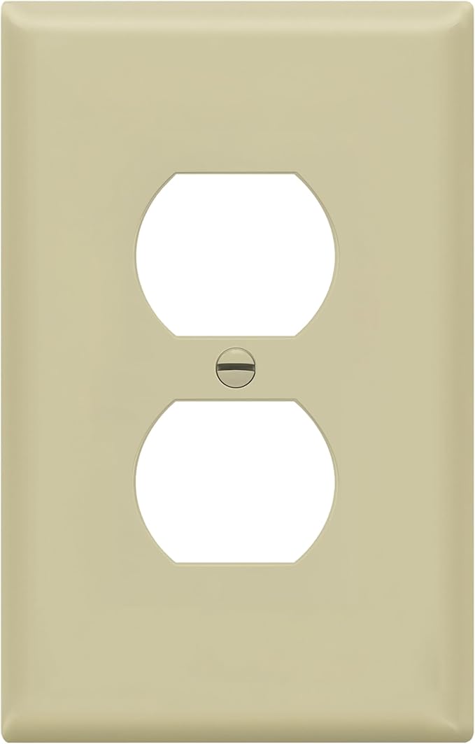 ENERLITES Duplex Receptacle Outlet Wall Plate, Midway Size 1-Gang 4.88" x 3.11", Unbreakable Polycarbonate Thermoplastic, 8821M-I, Ivory