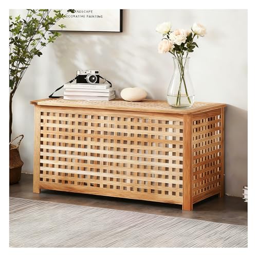 Solid Wood Storage Bench, Large Storage Bin Deck Box with Removab Bag, Wood Coffee Table for Entryway, Living-room, Bedroom, Patio, DIY Bunny House, 39x20x20in