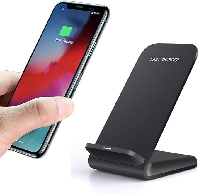 Wireless Charging Stand 20W Fast Charging Stand with QC3.0 Adapter for Samsung Galaxy S24/S24+/S24 Ultra/S23/S22/S21/S20/S10/Note for iPhone 15/15 Pro/15 Pro Max/14/14 Pro Max and More. (1 Pack)