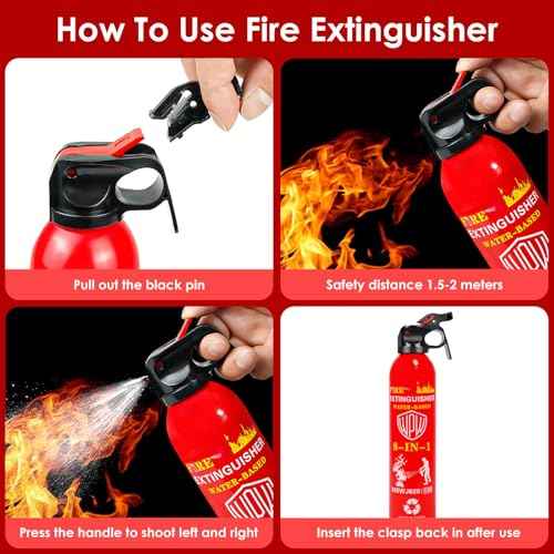 WPW 620ml Large Upgraded 8-in-1 Fire Extinguisher for Home with Wall Mount Portable Fire Extinguisher For Vehicle Car Boat Kitchen Emergency Supplies, Water-Based Solution For A, B, C, K Fire (2 Pack)