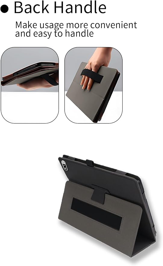 Case for TPZ T10B Android 14 Octa-Core Tablet 10.1 Inch 2024 Upgraded VersionWUNIAK Premium Leather Business Folio Stand Cover with Hand Strap for TabletBlack.